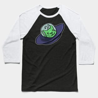 Alien cat in UFO Baseball T-Shirt